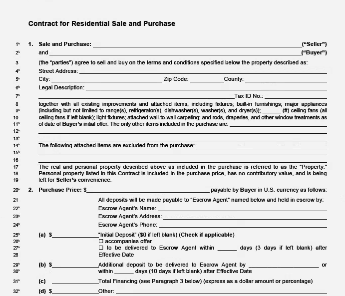 Contract for Residential Sale and Purchase