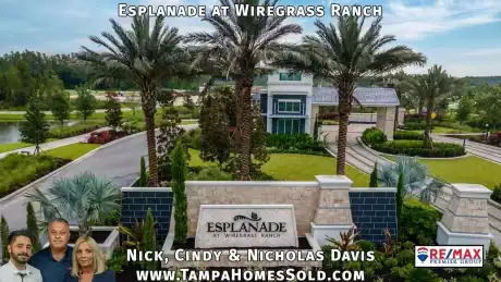 Lush landscaping at Esplanade at Wiregrass Ranch in Tampa, Florida.